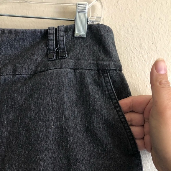 Sandro Sportswear Charcoal Gray High Rise Flare Wide Leg Capris Denim Pants Sz10 - Picture 3 of 12